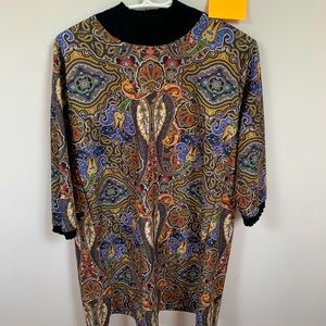 Black Long Turtleneck Paisley Dress!